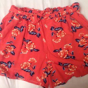 Floral Red Shorts